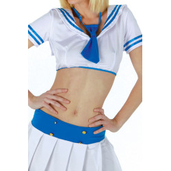 Déguisement marin femme 5 pièces casquette blanche nœud papillon EVJF