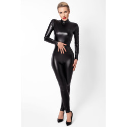 Combinaison intégrale power-wetlook anneau nombril noir