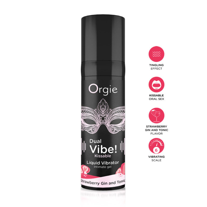 Gel excitation Dual Vibe Strawberry Gin Tonic pour vibrations et saveur cocktail