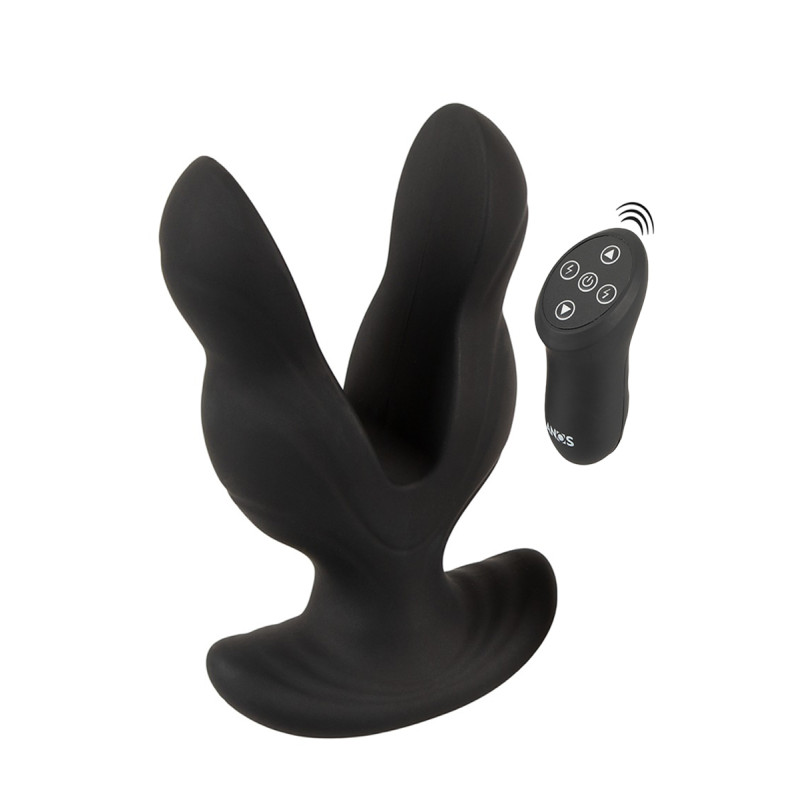 Plug anal E-Stim RC Power Expander ANOS silicone flexible, 2 moteurs, contrôle télécommande