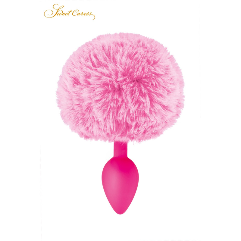 plug anal queue de lapin rose avec pompon en fourrure