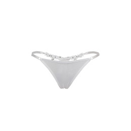 String ouvert blanc strass échancré intimité scintillante