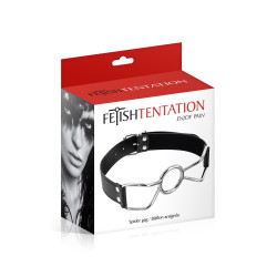 Bâillon écarteur de bouche de style araignée pour jeux BDSM.