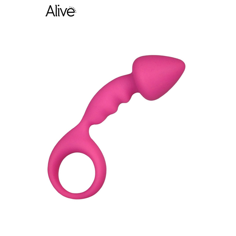 Plug anal budy rose Alive, la forme incurvée et ergonomique du stimulateur anal rose.