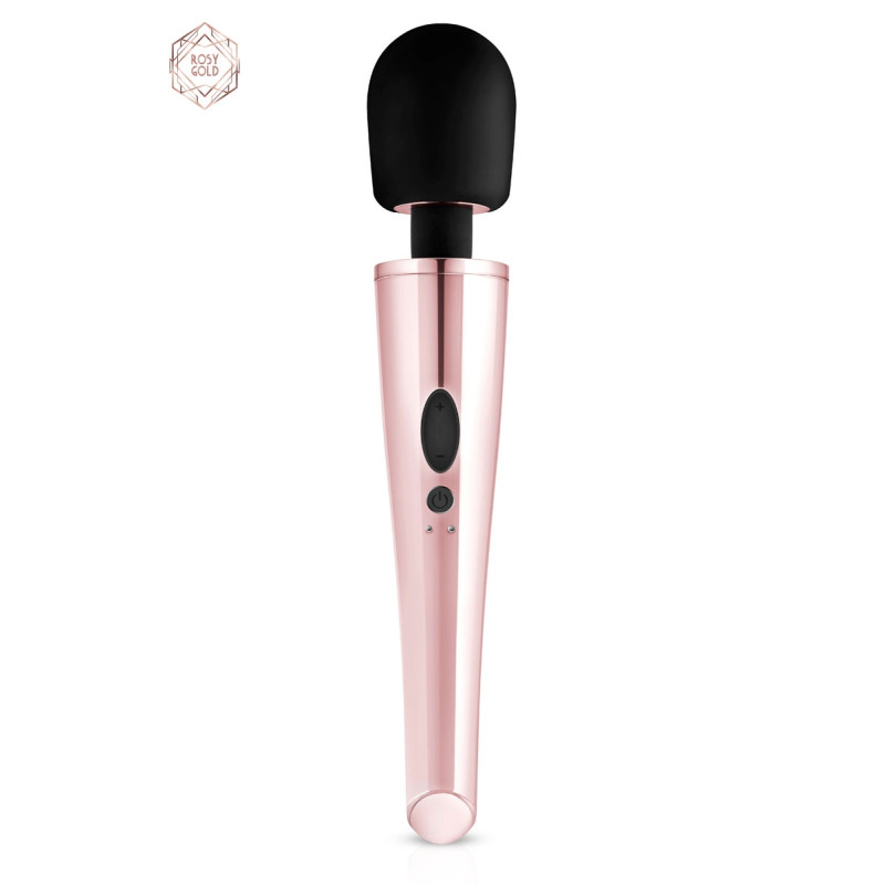 Vibromasseur Wand Massager Rosy Gold, tête vibrante flexible en silicone et moteur puissant.