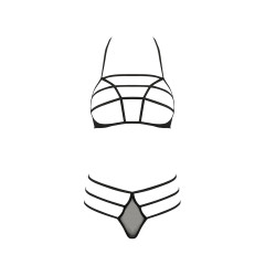 String Rita Passion, tulle noir discret, hanches habillées de trois lanières fines, coupe sexy.