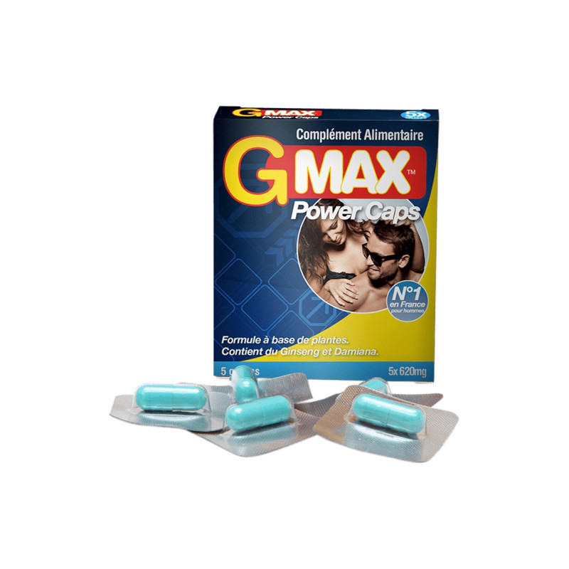 Boîte de 5 gélules G Max Power Caps Homme, aphrodisiaque naturel