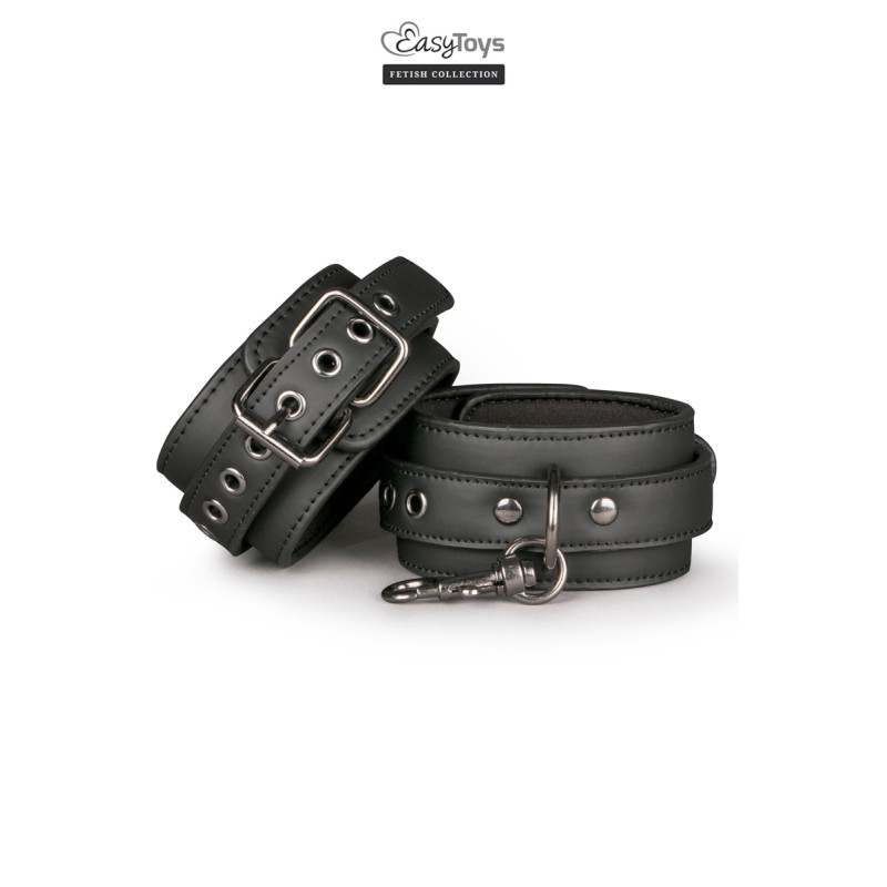 Menottes de cheville Easytoys Fetish Collection, simili cuir noir