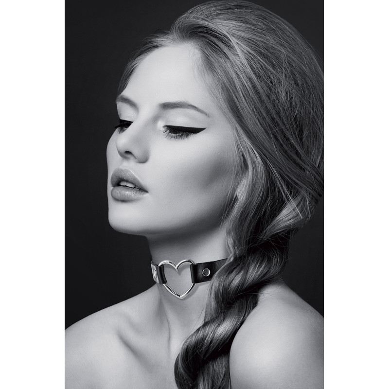 Collier cœur Bijoux Pour Toi noir simili cuir ras de cou sexy chic et sensuel