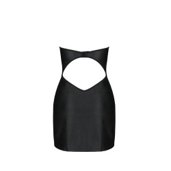 Robe faux cuir noir mat Céline Passion style fetish dos nu avec agrafes