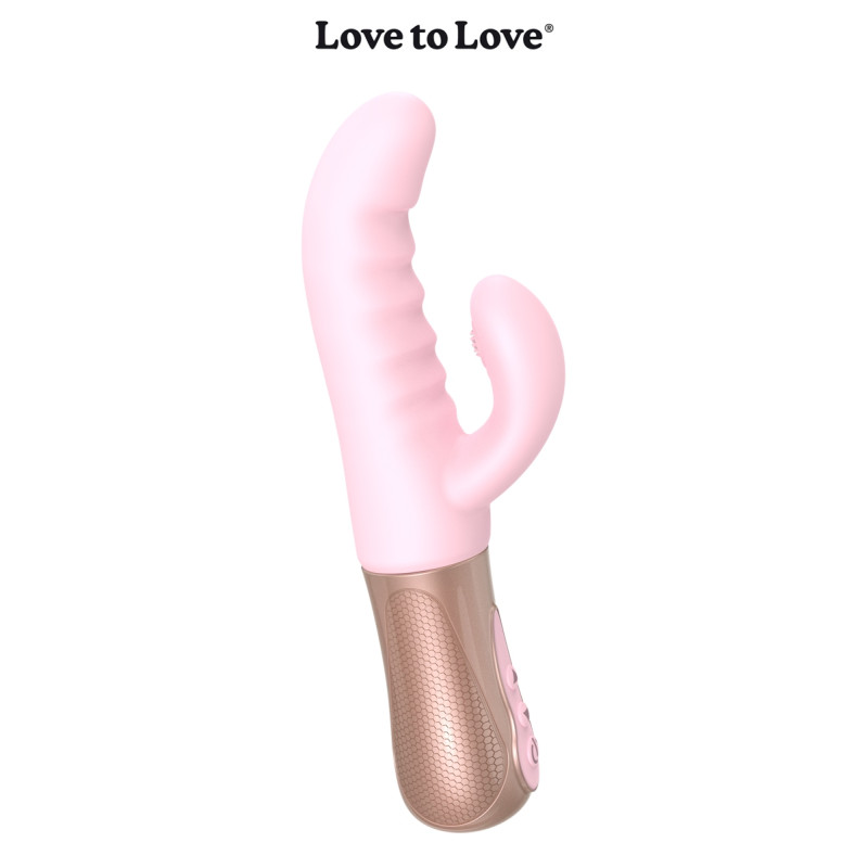 Vibro Rabbit Sassy Bunny rose, sextoy double moteur pour stimulation simultanée point G et clitoris