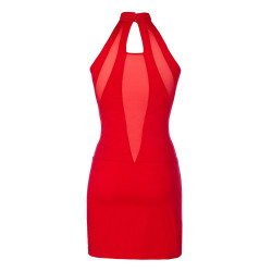 Robe rouge V9259 robe sensuelle rouge microfibre luxe soirée chic