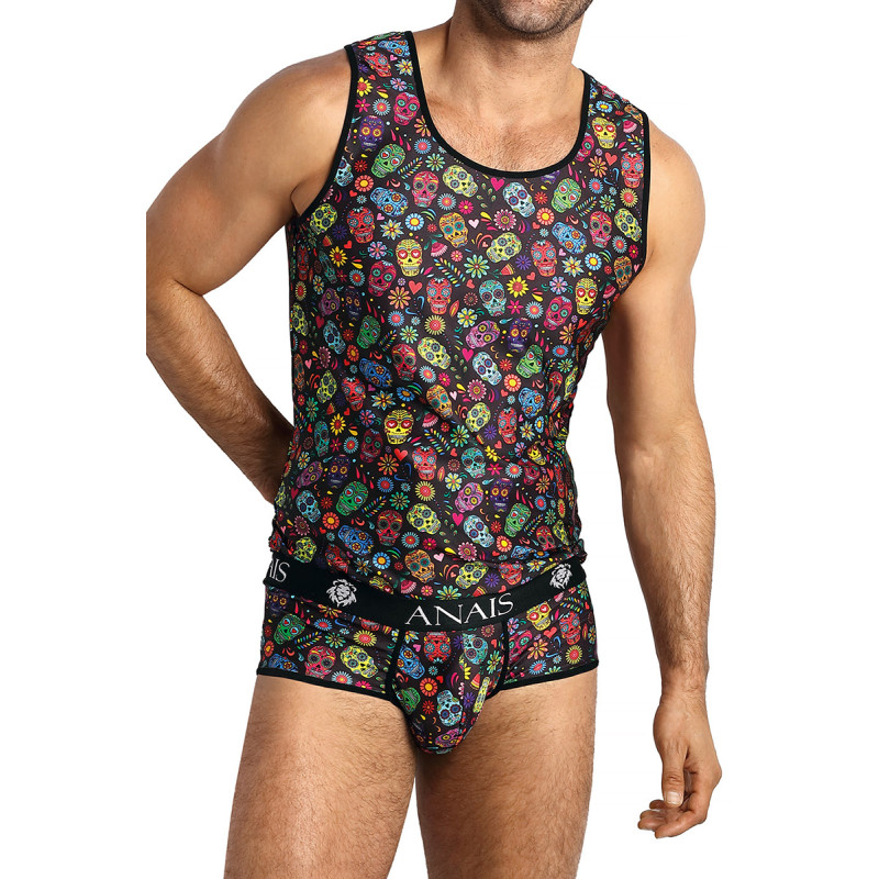 Débardeur sexy Anaïs For Men tissu doux motif calaveras colorés pour style audacieux