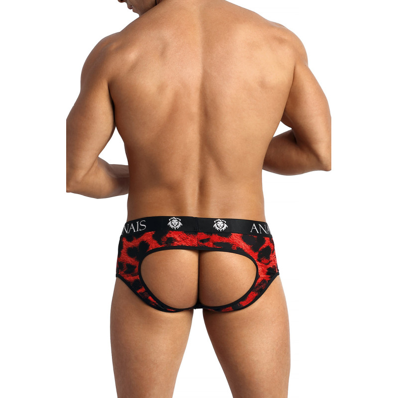 Jock Bikini sexy Anaïs For Men tissu doux rouge et noir motif animal pour style audacieux
