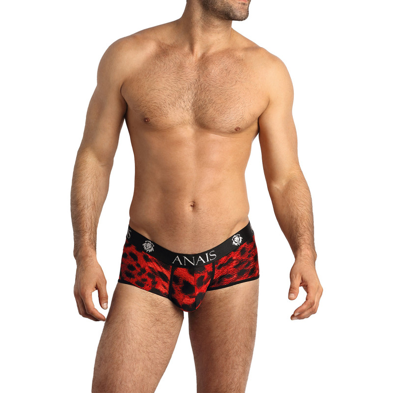 Shorty sexy Anaïs For Men tissu doux rouge et noir motif animal pour style audacieux