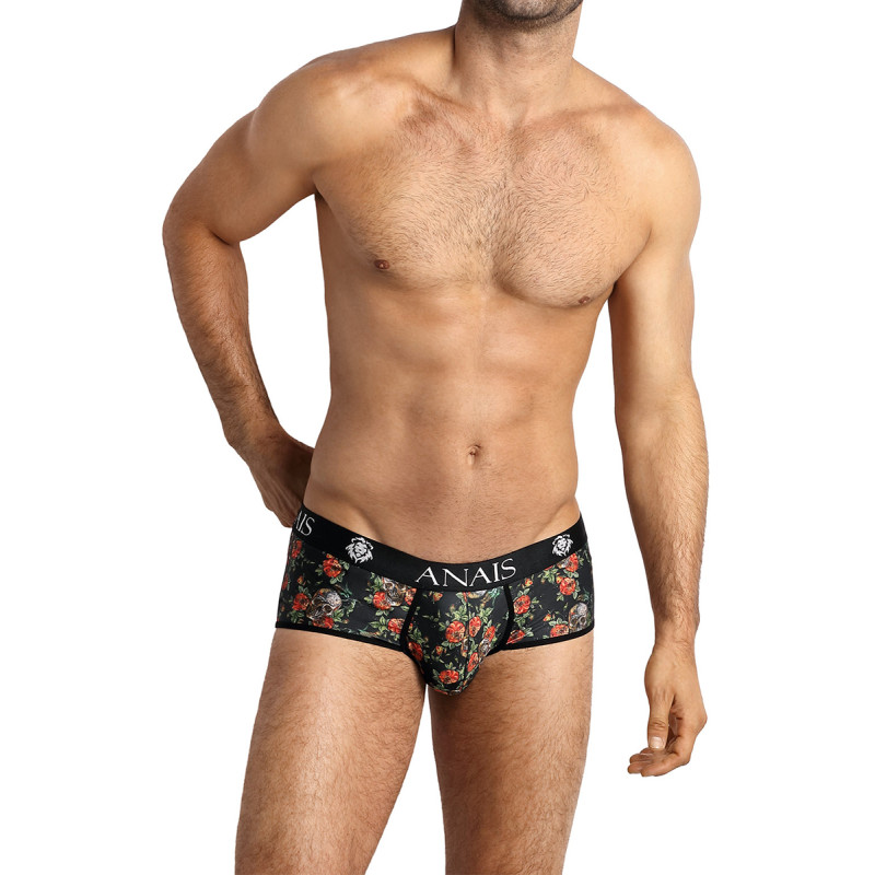 Shorty sexy Anaïs For Men tissu doux motif crânes et roses style RocknRoll